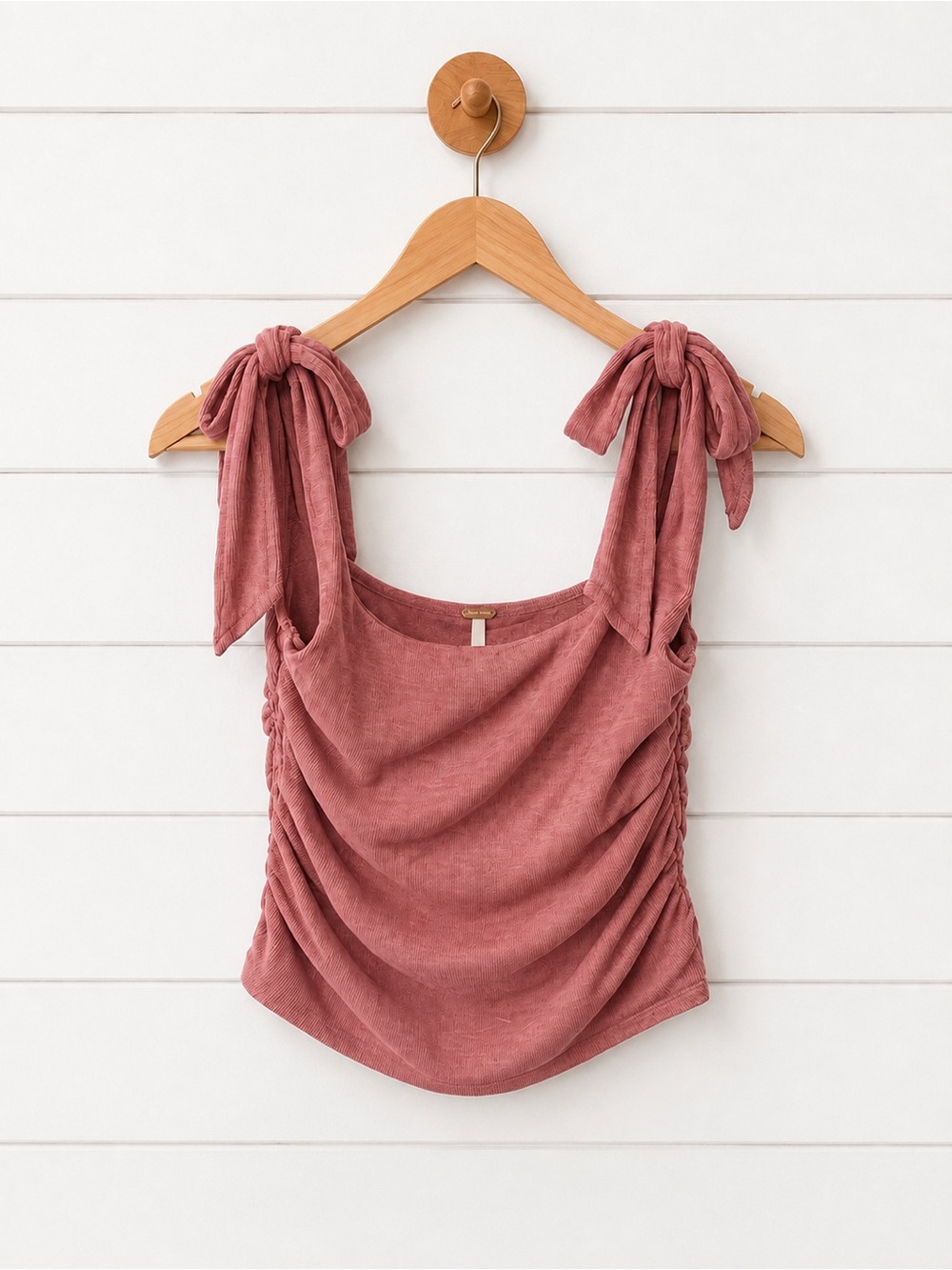 🖤 Free People Dusty Rose Tie-Shoulder Ruched Camisole Size XS
